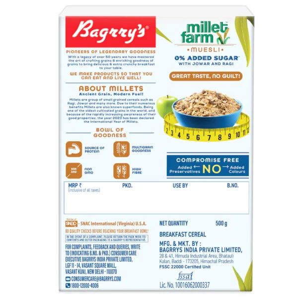 Millet Muesli - 0% Added Sugar, 500g - Image 4