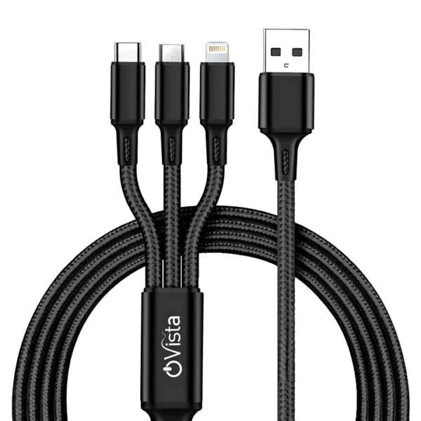 Ovista 4.5A Fast Charging 3 In 1 Braided data cable