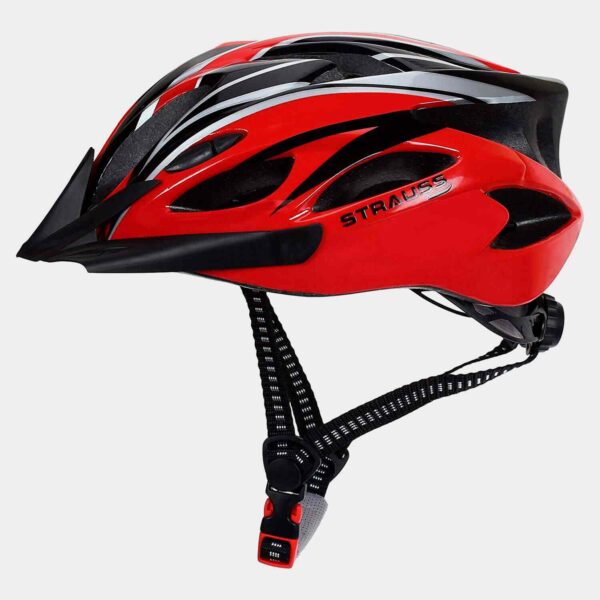 Strauss Cycling Helmet,Black/Red Strauss Bicycle Solar Tail LightCycle Solar Light Waterproof One Size